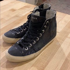Golden Goose Black Glitter High-Top Sneakers